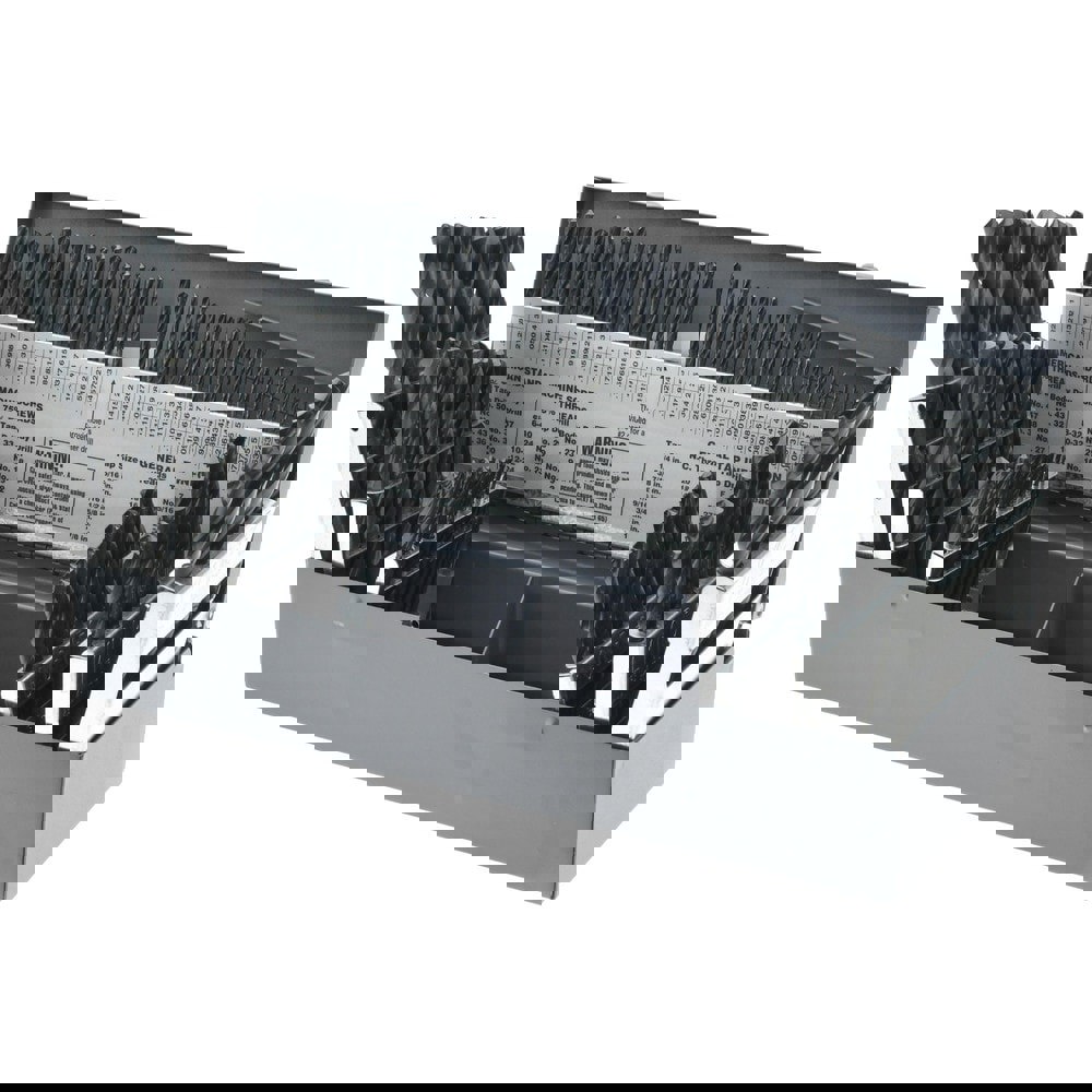 Drill Bit Set: Jobber Length Drill Bits, 115 Pc, 0.04