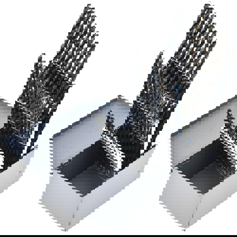 Drill Bit Set: Jobber Length Drill Bits, 25 Pc, 118 &deg;, High Speed Steel