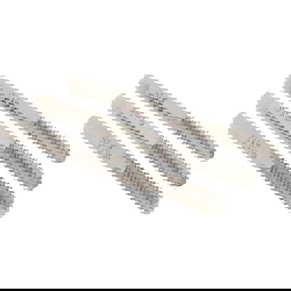 Tap Set: #12-24 UNC, 4 Flute, High Speed Steel, Bright Finish