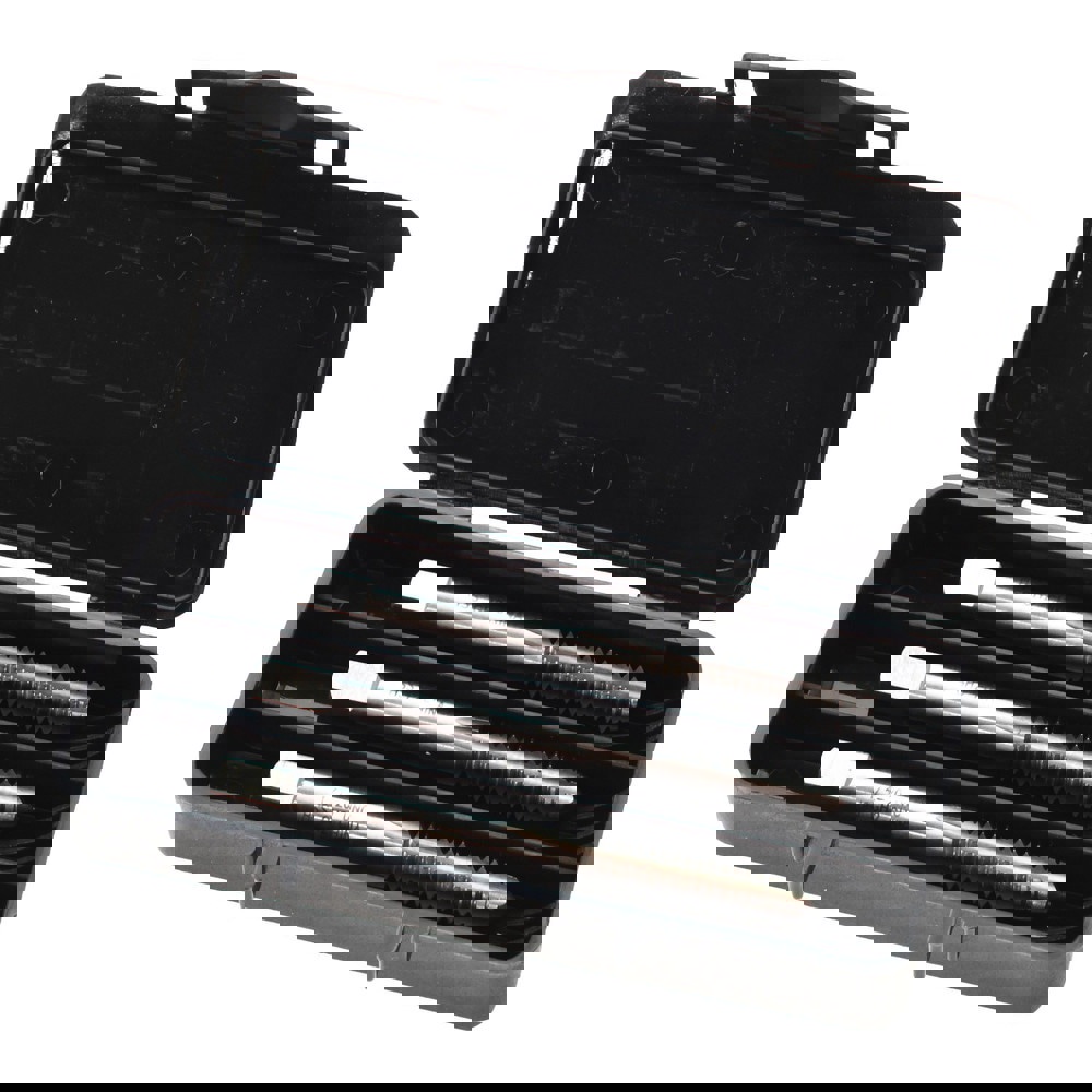 Tap Set: 1/4-20 UNC, 4 Flute, High Speed Steel, Bright Finish