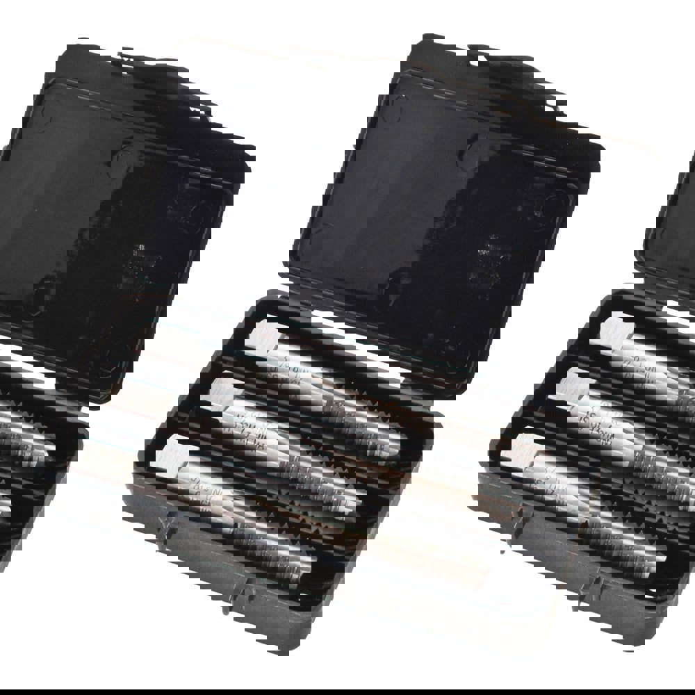 Tap Set: 3/8-16 UNC, 4 Flute, High Speed Steel, Bright Finish