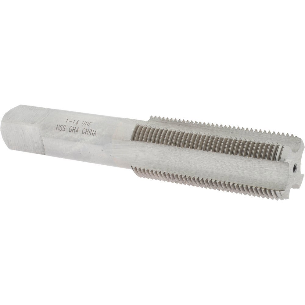 Straight Flute Tap: 1-14 UNS, 4 Flutes, Bottoming, 3B Class of Fit, High Speed Steel, Bright/Uncoated