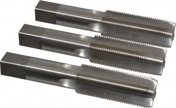 Tap Set: 1-14 UNS, 4 Flute, High Speed Steel, Bright Finish