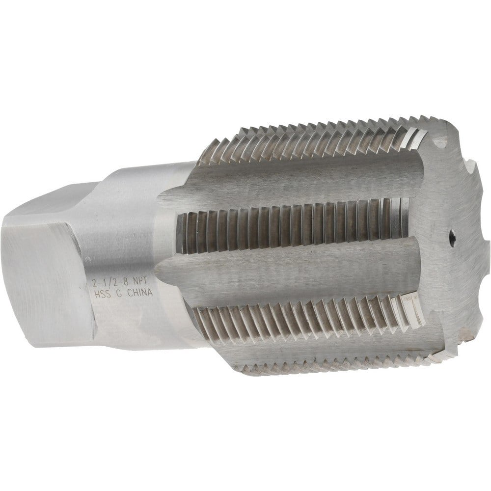 Standard Pipe Tap: 2-1/2 - 8, NPT, 8 Flutes, High Speed Steel, Bright/Uncoated