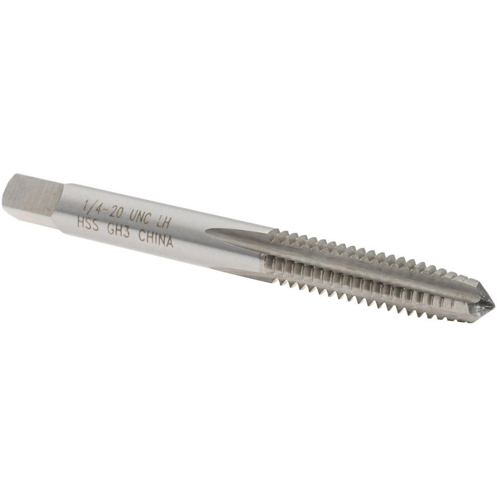 Straight Flute Tap: 1/4-20 UNC, 4 Flutes, Taper, 3B Class of Fit, High Speed Steel, Bright/Uncoated