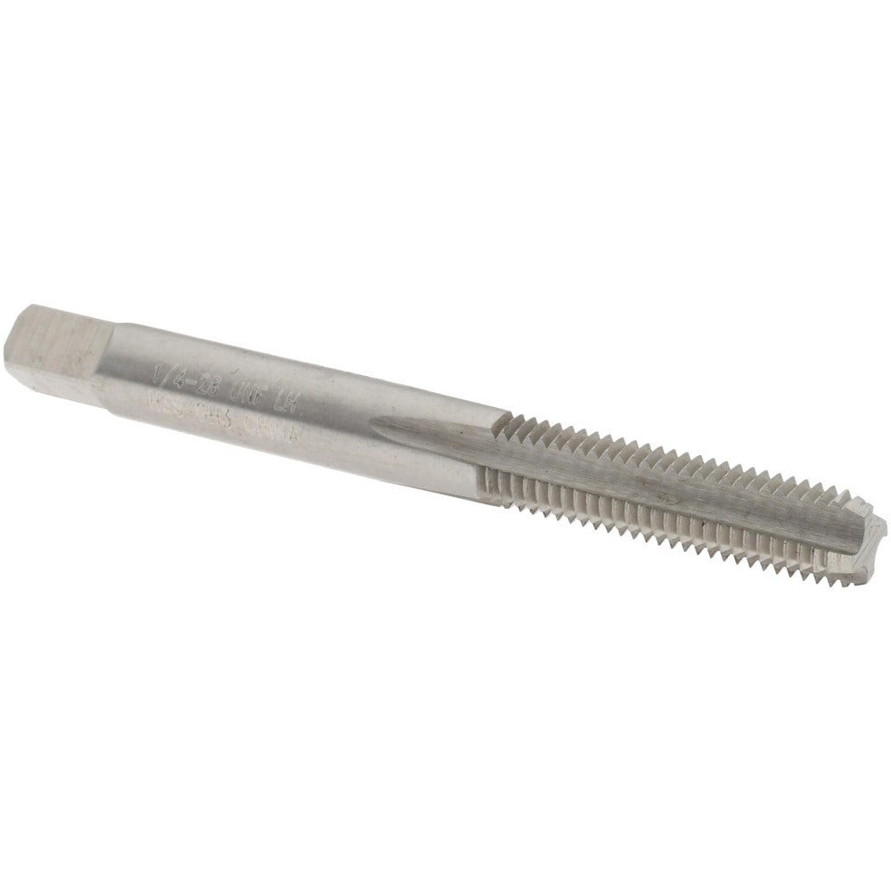 Straight Flute Tap: 1/4-28 UNF, 4 Flutes, Bottoming, 3B Class of Fit, High Speed Steel, Bright/Uncoated