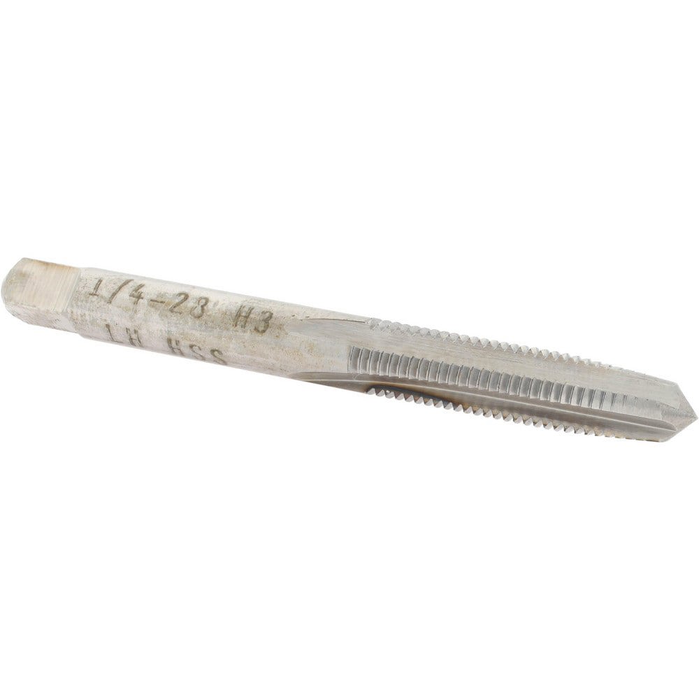 Straight Flute Tap: 1/4-28 UNF, 4 Flutes, Taper, 3B Class of Fit, High Speed Steel, Bright/Uncoated