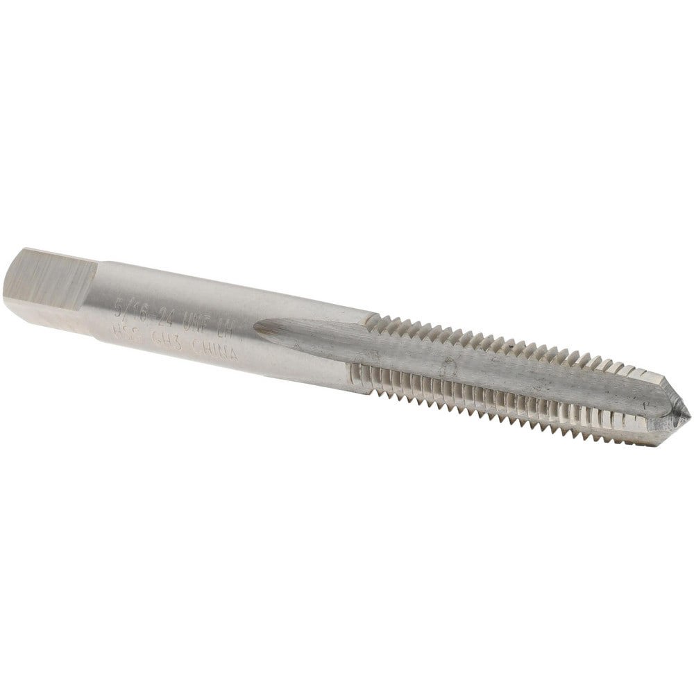 Straight Flute Tap: 5/16-24 UNF, 4 Flutes, Taper, 3B Class of Fit, High Speed Steel, Bright/Uncoated