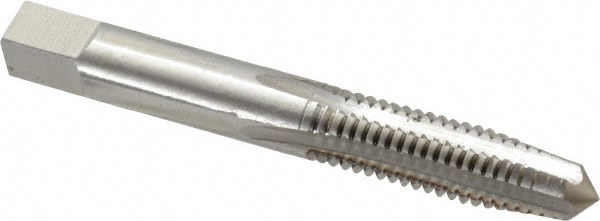 Straight Flute Tap: 3/8-16 UNC, 4 Flute, Taper Chamfer, 3B Class of Fit, HSS, Bright/Uncoated Finish