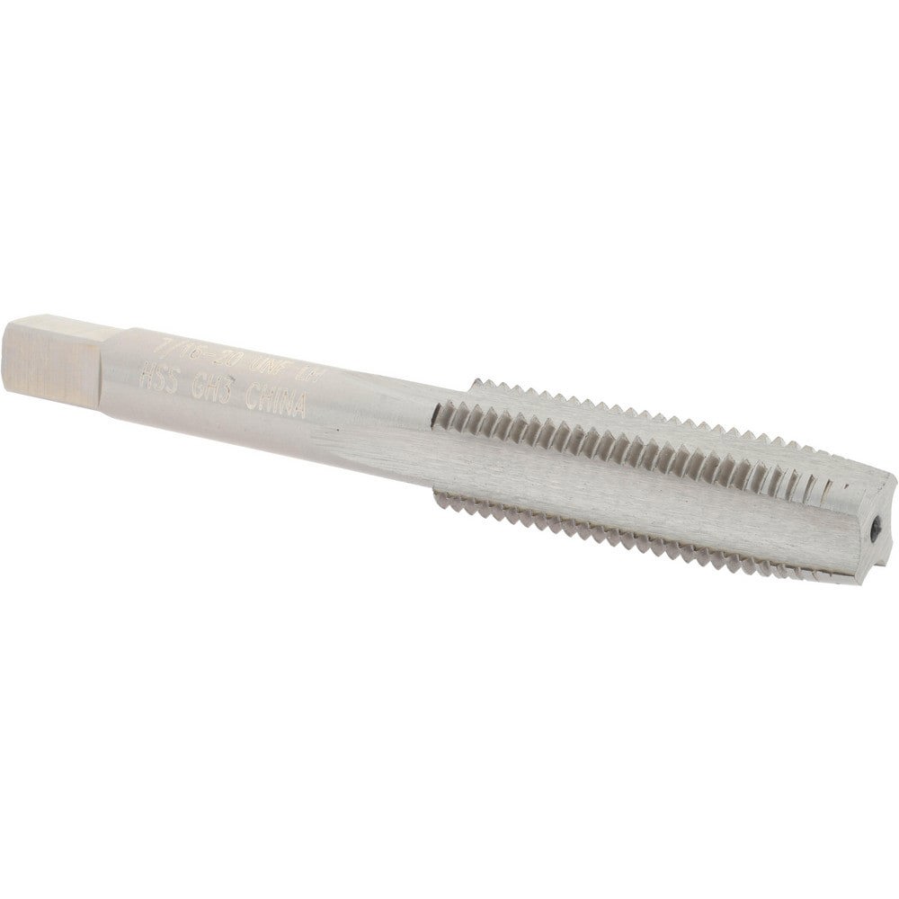Straight Flute Tap: 7/16-20 UNF, 4 Flutes, Taper, High Speed Steel, Bright/Uncoated