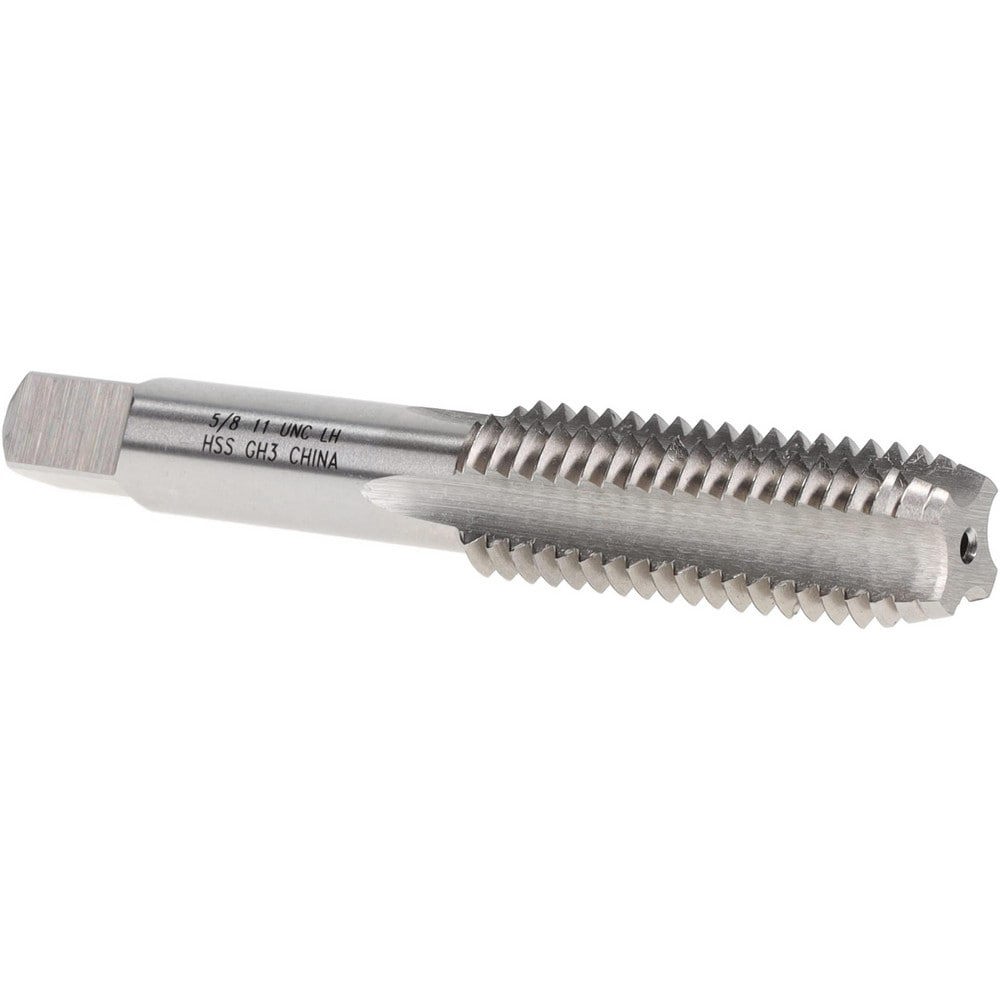 Straight Flute Tap: 5/8-11 UNC, 4 Flutes, Bottoming, 3B Class of Fit, High Speed Steel, Bright/Uncoated