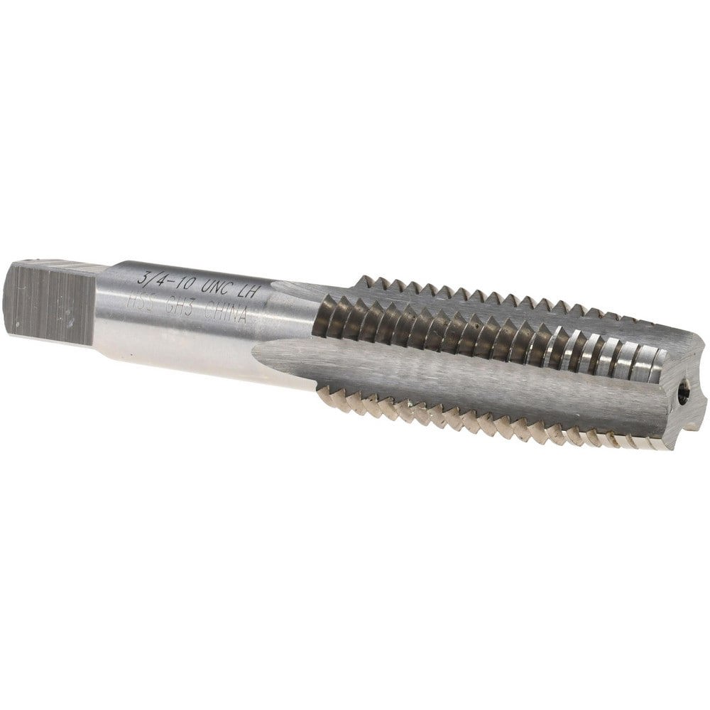 Straight Flute Tap: 3/4-10 UNC, 4 Flutes, Taper, High Speed Steel, Bright/Uncoated