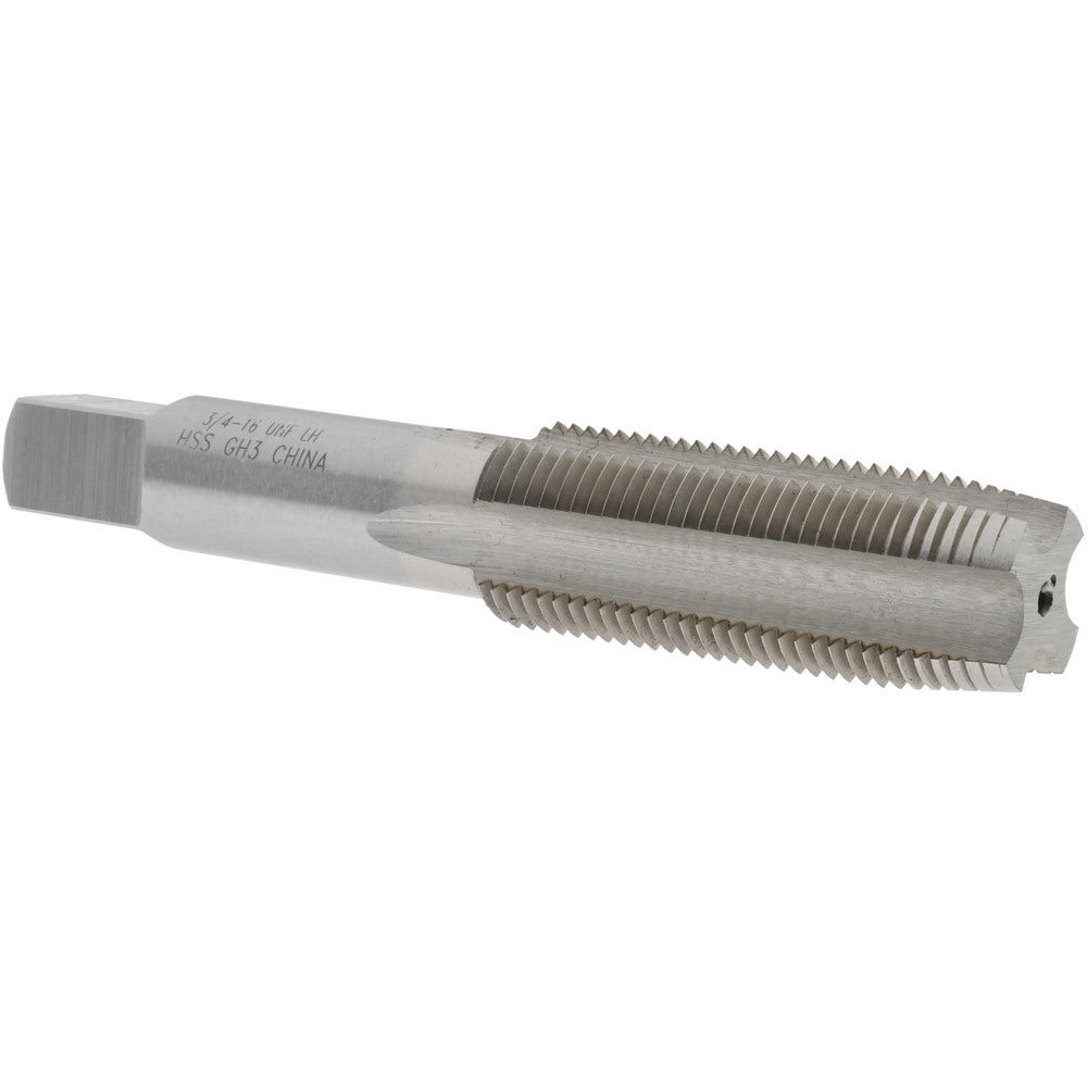 Straight Flute Tap: 3/4-16 UNF, 4 Flutes, Taper, 3B Class of Fit, High Speed Steel, Bright/Uncoated