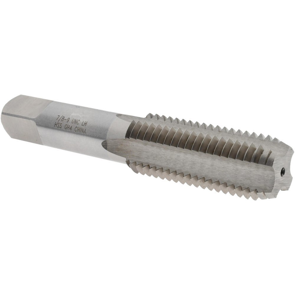 Straight Flute Tap: 7/8-9 UNC, 4 Flutes, Bottoming, 3B Class of Fit, High Speed Steel, Bright/Uncoated