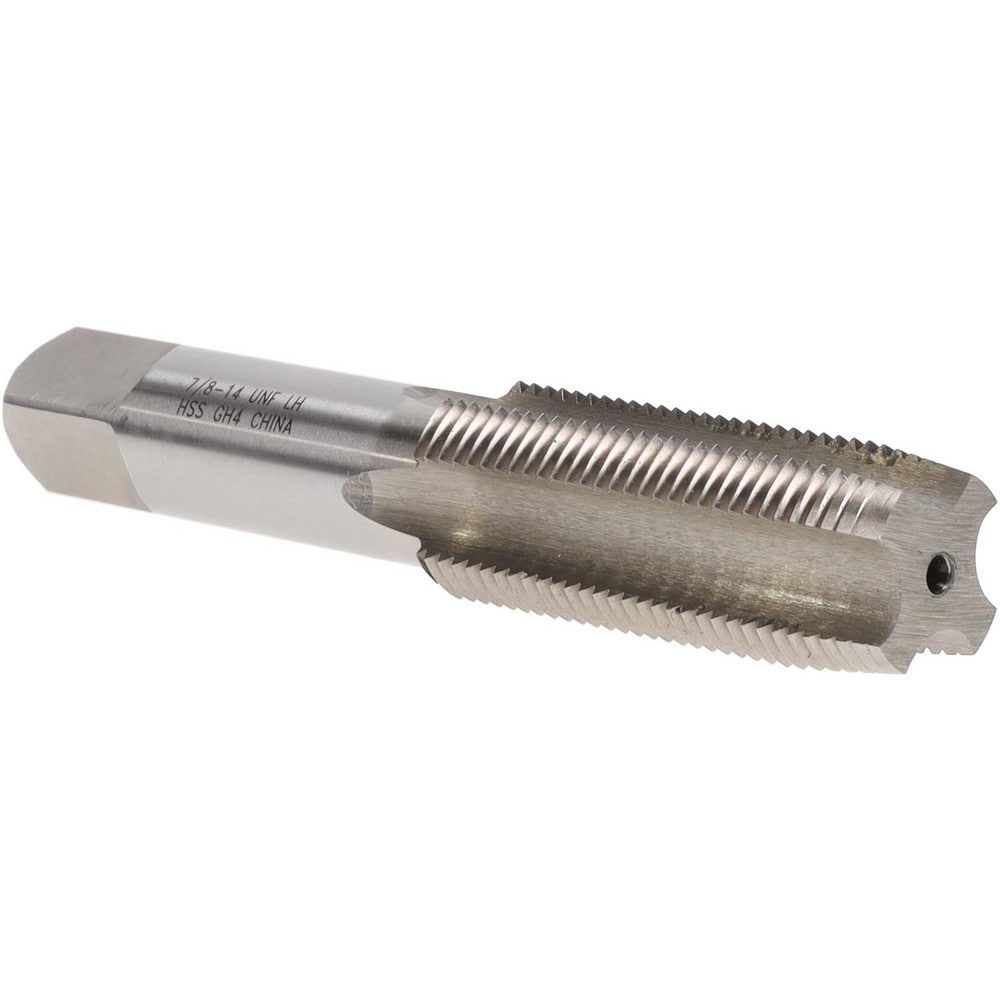 Straight Flute Tap: 7/8-14 UNF, 4 Flutes, Taper, 3B Class of Fit, High Speed Steel, Bright/Uncoated