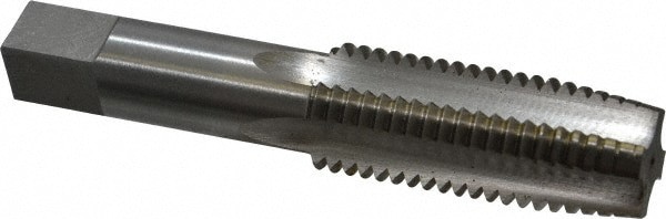 Straight Flute Tap: 1-8 UNC, 4 Flute, Taper Chamfer, 3B Class of Fit, HSS, Bright/Uncoated Finish