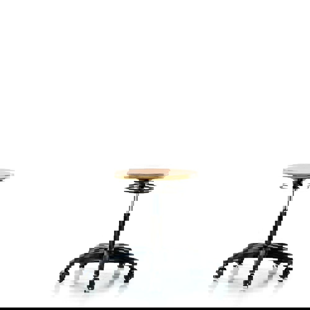 Adjustable Height Swivel Stool: Wood, 25