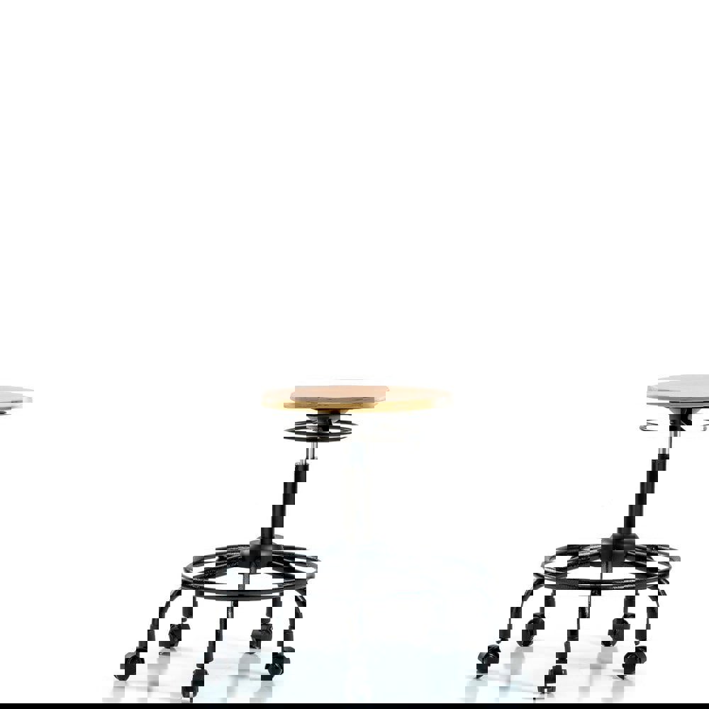 Adjustable Height Swivel Stool: Wood, 25