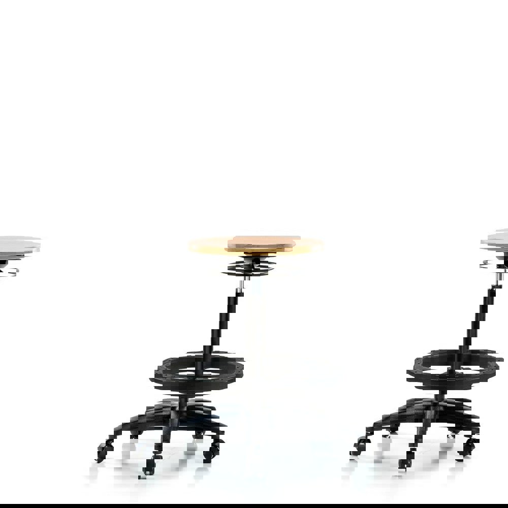 Adjustable Height Swivel Stool: Wood, 25