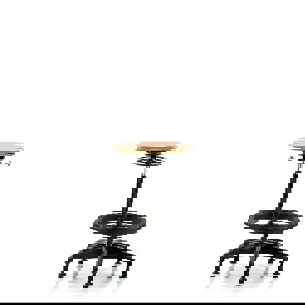 Adjustable Height Swivel Stool: Wood, 25