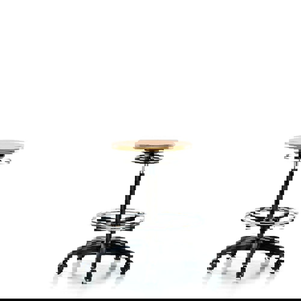 Adjustable Height Swivel Stool: Wood, 25