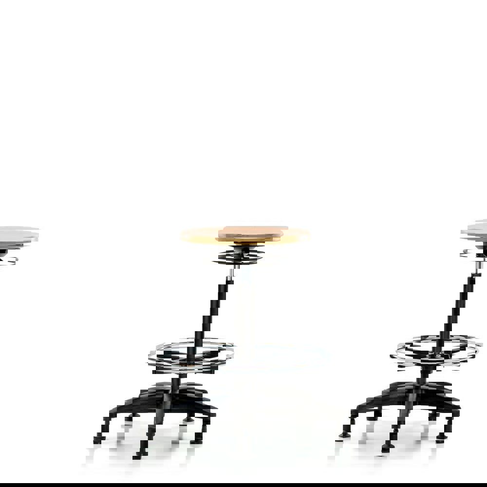 Adjustable Height Swivel Stool: Wood, 25