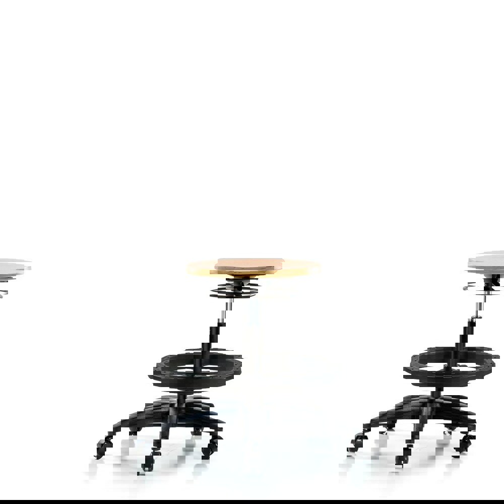 Adjustable Height Swivel Stool: Wood, 25