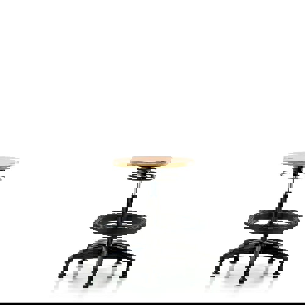 Adjustable Height Swivel Stool: Wood, 25