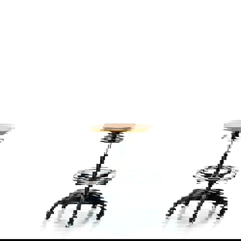 Adjustable Height Swivel Stool: Wood, 25