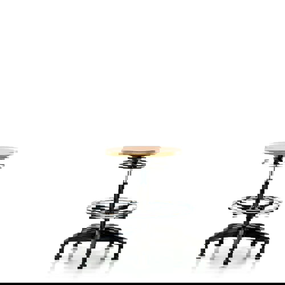 Adjustable Height Swivel Stool: Wood, 25