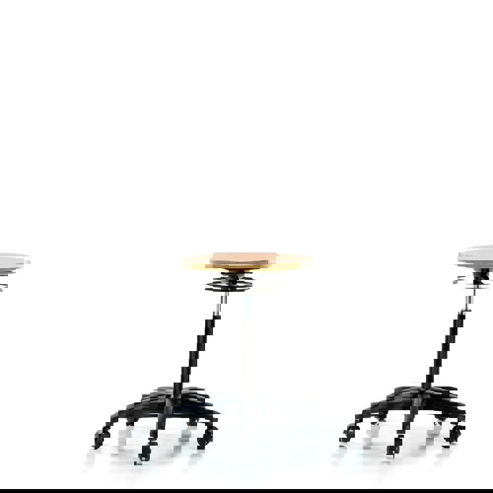 Adjustable Height Swivel Stool: Wood, 25