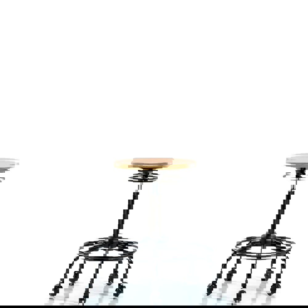 Adjustable Height Swivel Stool: Wood, 25