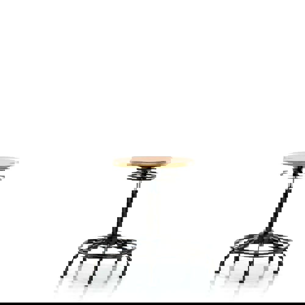 Adjustable Height Swivel Stool: Wood, 25