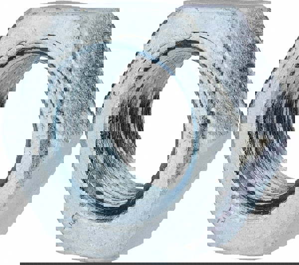 Hex Nut: 1-1/8-7, Grade 5 Steel, Zinc Finish