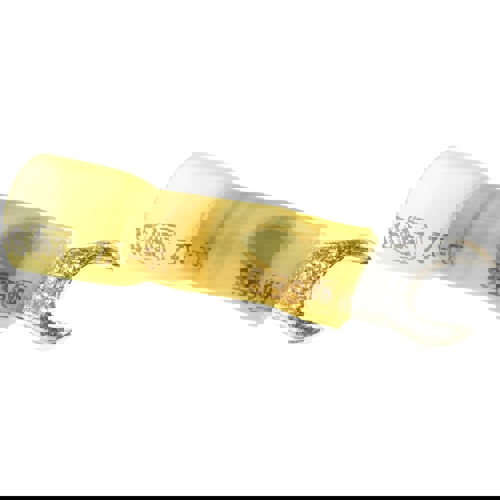 Standard Fork Terminal: Yellow, Polyolefin, Partially Insulated, #10 Stud