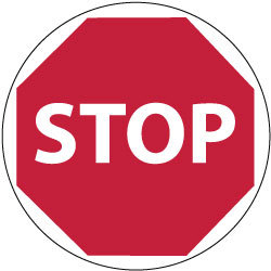 Accident Prevention Adhesive Backed Floor Sign: Round, Vinyl, ''STOP''