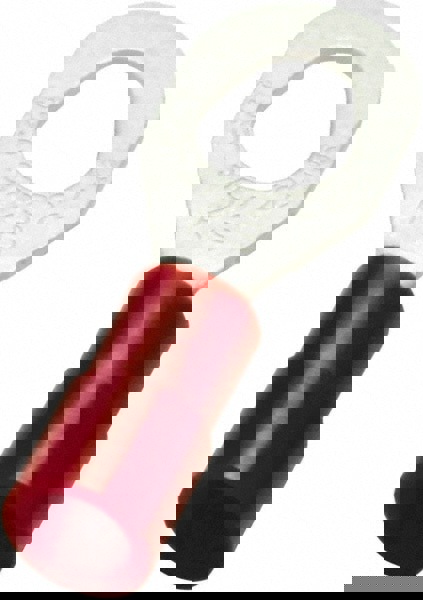 D Shaped Ring Terminal: Partially Insulated, 22 to 16 AWG, Crimp Connection