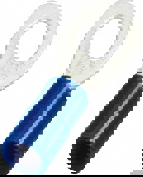 D Shaped Ring Terminal: Partially Insulated, 16 to 14 AWG, Crimp Connection