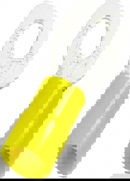 D Shaped Ring Terminal: Partially Insulated, 12 to 10 AWG, Crimp Connection