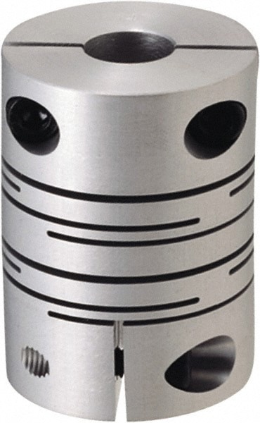 Flexible One Piece Slit Type Coupling: Aluminum Alloy, 5 mm Pipe, 23 mm OAL
