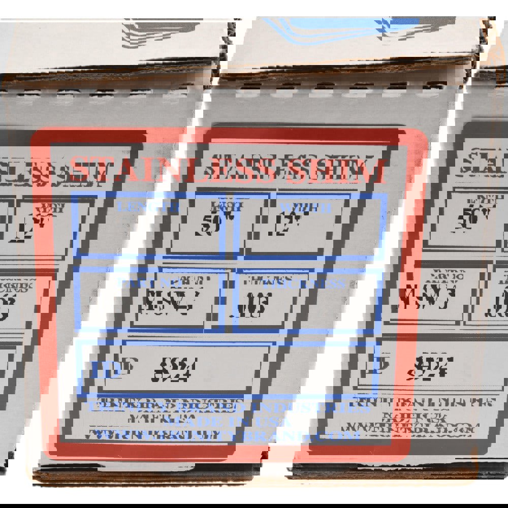 Shim Stock: 0.003'' Thick, 50'' Long, 12