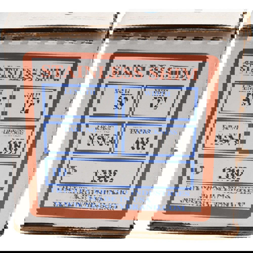 Shim Stock: 0.008'' Thick, 50'' Long, 12