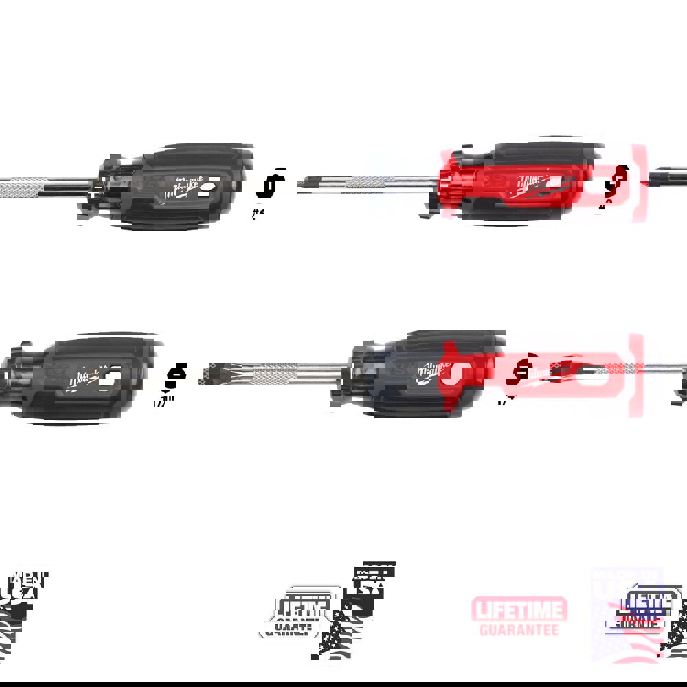 Screwdriver Sets; Screwdriver Types Included: Phillips , Slotted ; Container Type: Clamshell ; Tether Style: Tether Capable ; Finish: Chrome ; Number Of Pieces: 2 ; Insulated: No