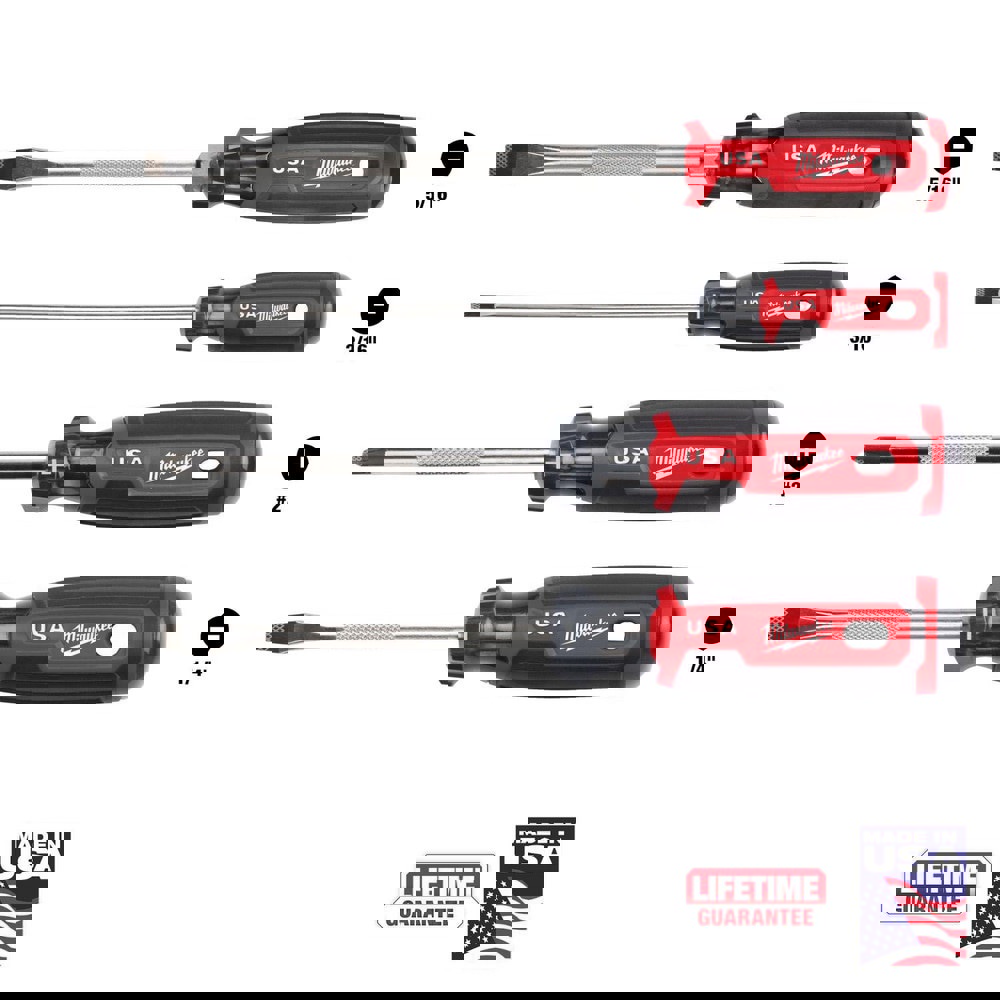 Screwdriver Sets; Screwdriver Types Included: Cabinet; Philips , Slotted ; Container Type: None ; Finish: Chrome ; Number Of Pieces: 4 ; Insulated: No ; Features: Anti-Slip Tip Laser Etched