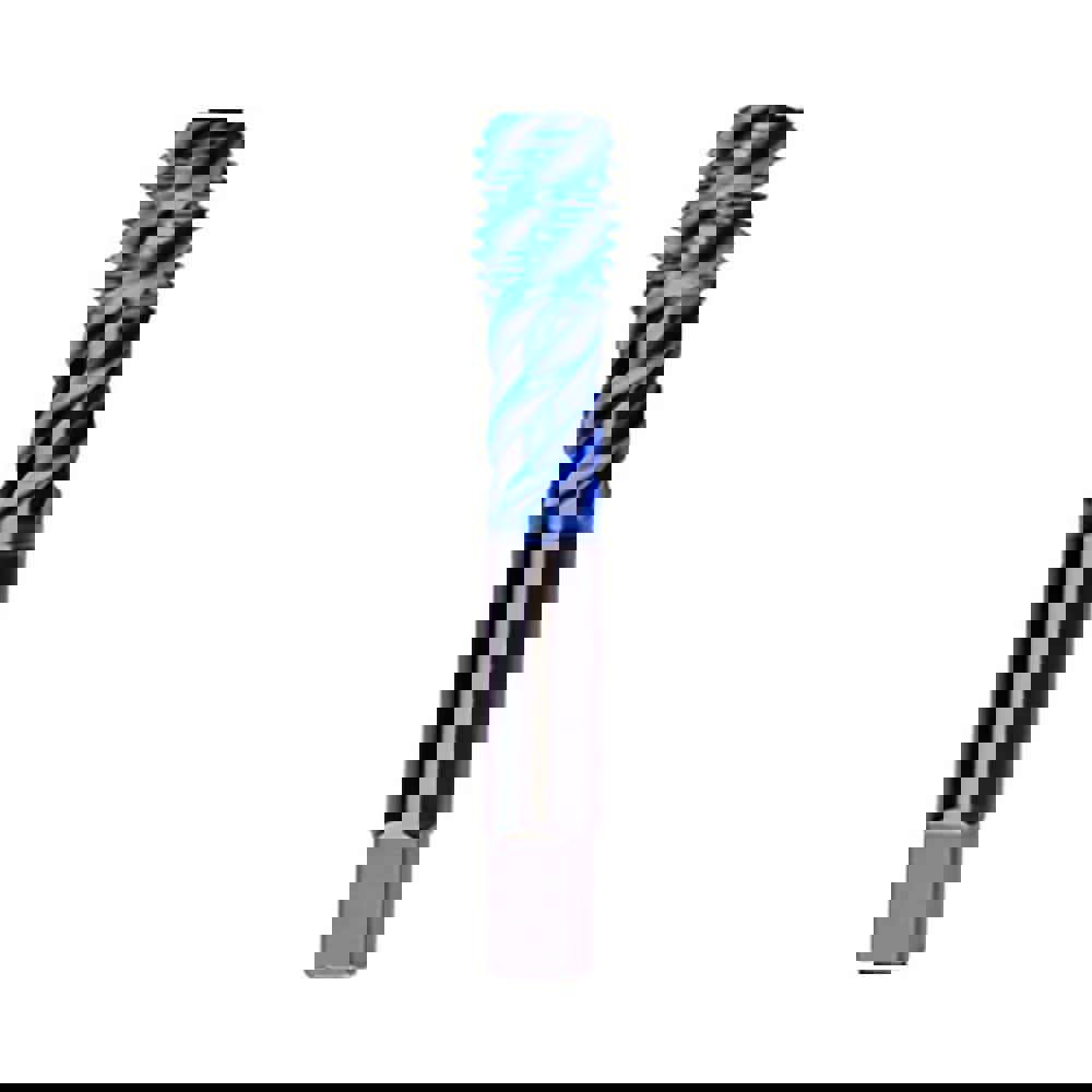 Spiral Flute Tap: 7/16-14 UNC, 3 Flutes, Modified Bottoming, High Speed Steel, TIN Coated