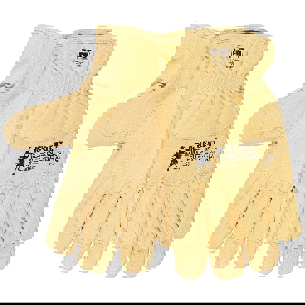 Mustang HiDex Leather Drivers Utility Work Gloves, Kevlar. Lined Premium Honey Gold Grain Goatskin Reinforced Thumb and Index Finger Wing Thumb and Double Palm Pattern