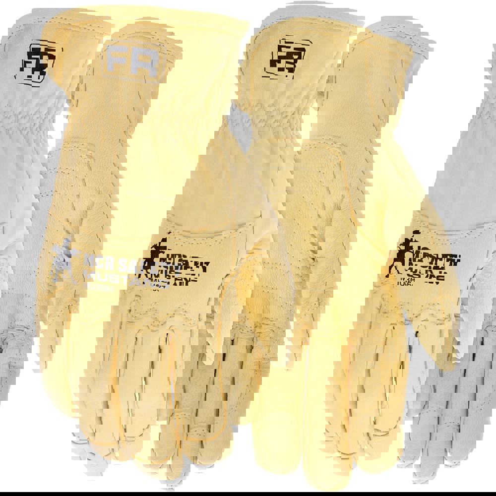 Mustang HiDex Leather Drivers Utility Work Gloves, Unlined Premium Honey Gold Grain Goatskin Reinforced Thumb and Index Finger Wing Thumb and Double Palm Pattern