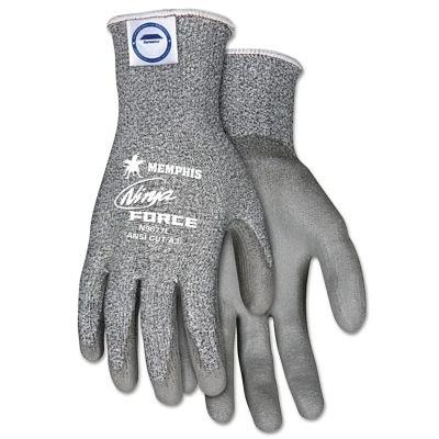 Cut-Resistant Gloves: Size Large, ANSI Cut A3, ANSI Puncture 3, Polyurethane, Series N9677