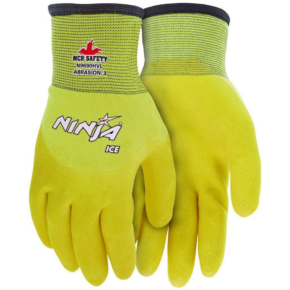 Work Gloves: Ninja Ice N9690HV, Size Large, PVC-Coated Nylon, General Purpose