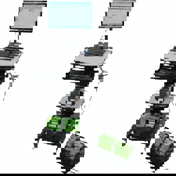 200 Lb Capacity, 3 Shelf, 2 Tray Mobile Workstation